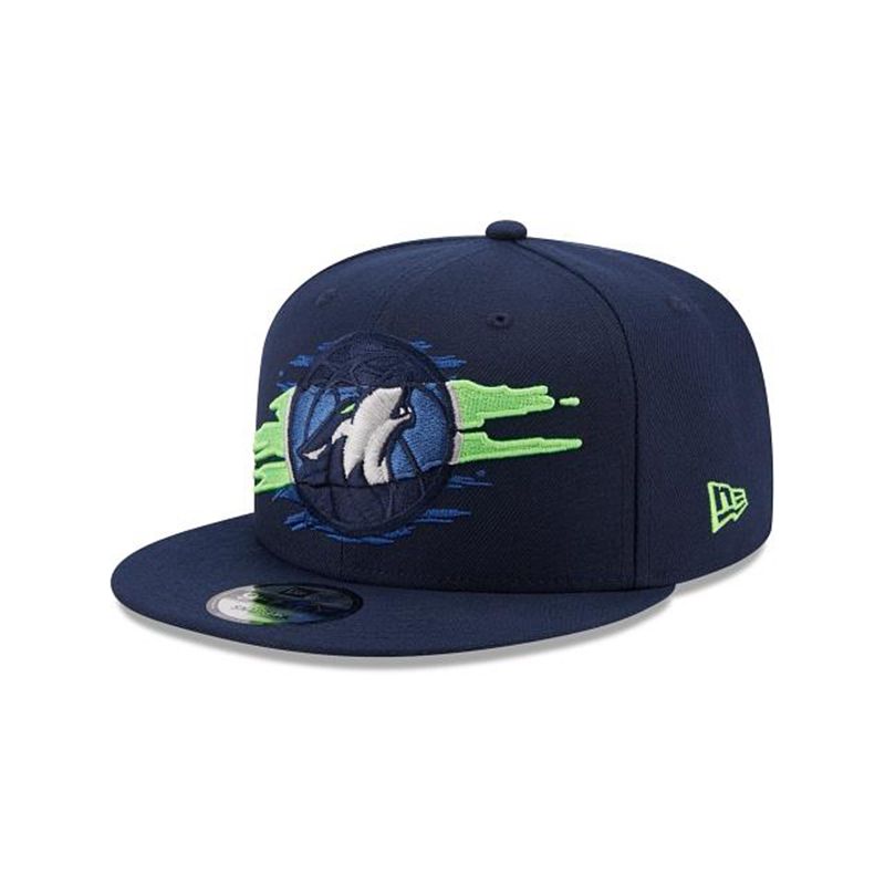 NBA Minnesota Timberwolves Logo Tear 9Fifty Snapback (IIB2573) - Blue New Era Caps